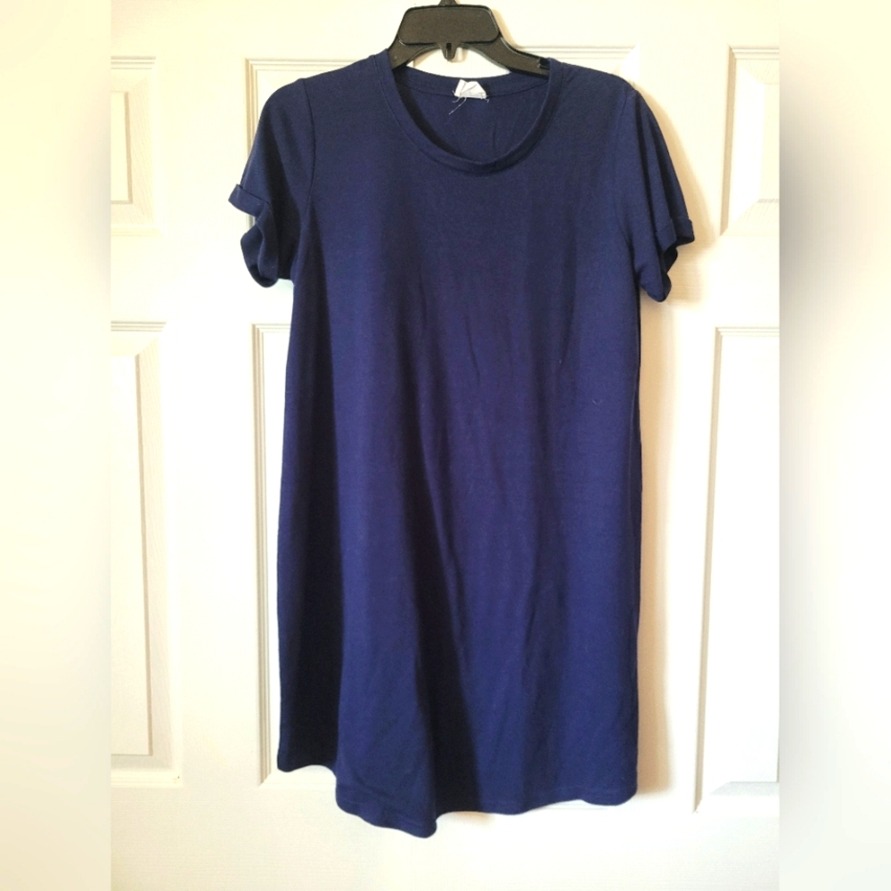 Navy Blue T-Shirt Dress Made From Recycled Bottles Medium